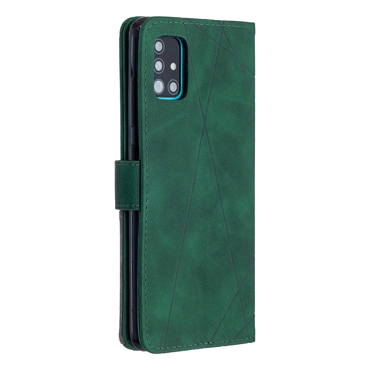 For Samsung Galaxy A51 Rhombus Texture Magnetic Buckle Horizontal Flip Leather Case with Holder & Card Slots & Wallet & Photo Frame