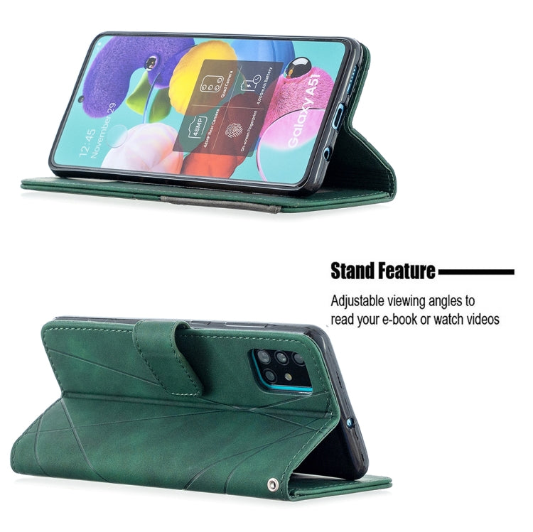 For Samsung Galaxy A51 Rhombus Texture Magnetic Buckle Horizontal Flip Leather Case with Holder & Card Slots & Wallet & Photo Frame