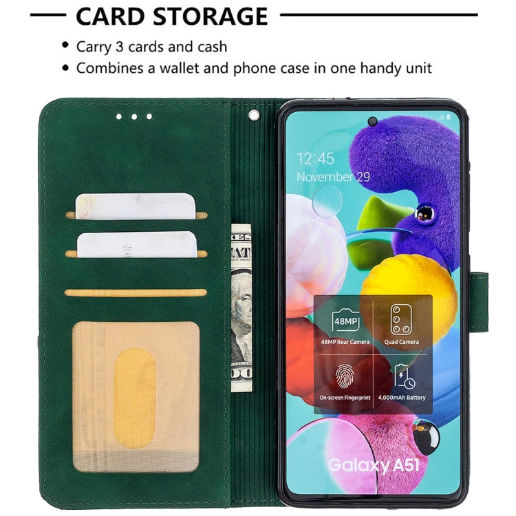 For Samsung Galaxy A51 Rhombus Texture Magnetic Buckle Horizontal Flip Leather Case with Holder & Card Slots & Wallet & Photo Frame
