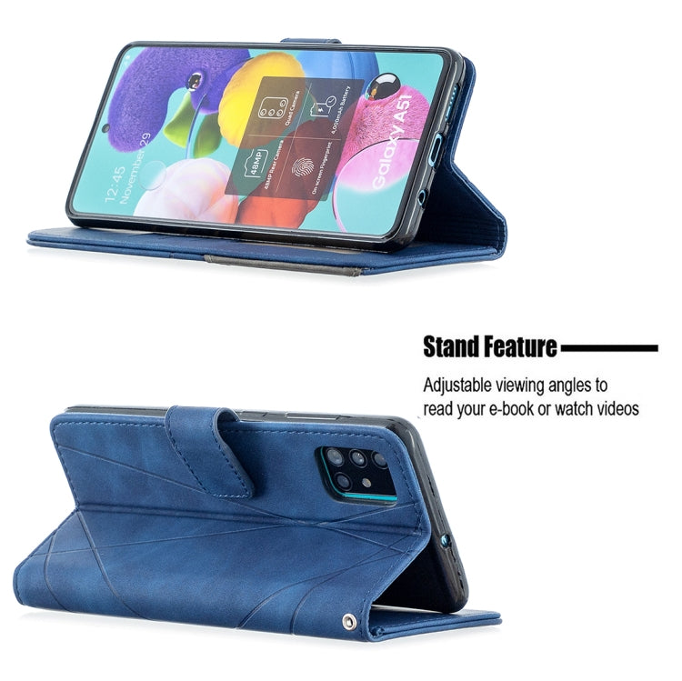 For Samsung Galaxy A51 Rhombus Texture Magnetic Buckle Horizontal Flip Leather Case with Holder & Card Slots & Wallet & Photo Frame