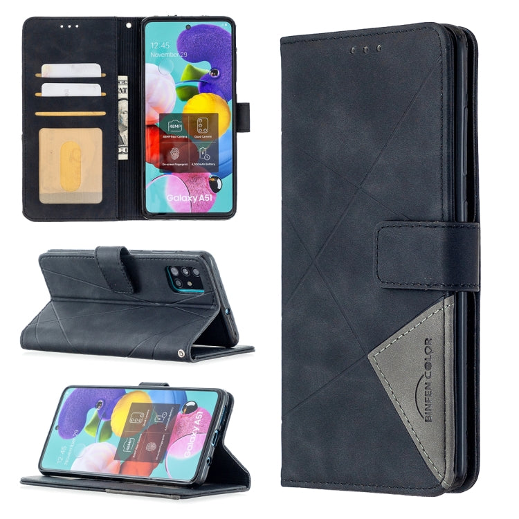 For Samsung Galaxy A51 Rhombus Texture Magnetic Buckle Horizontal Flip Leather Case with Holder & Card Slots & Wallet & Photo Frame