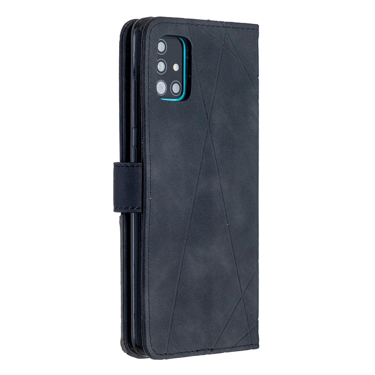 For Samsung Galaxy A51 Rhombus Texture Magnetic Buckle Horizontal Flip Leather Case with Holder & Card Slots & Wallet & Photo Frame