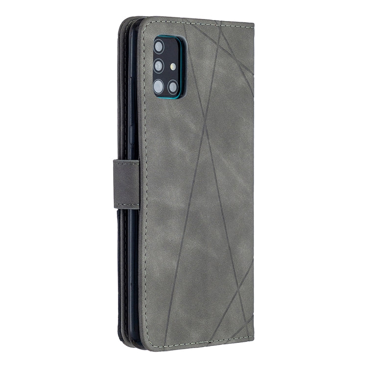 For Samsung Galaxy A51 Rhombus Texture Magnetic Buckle Horizontal Flip Leather Case with Holder & Card Slots & Wallet & Photo Frame