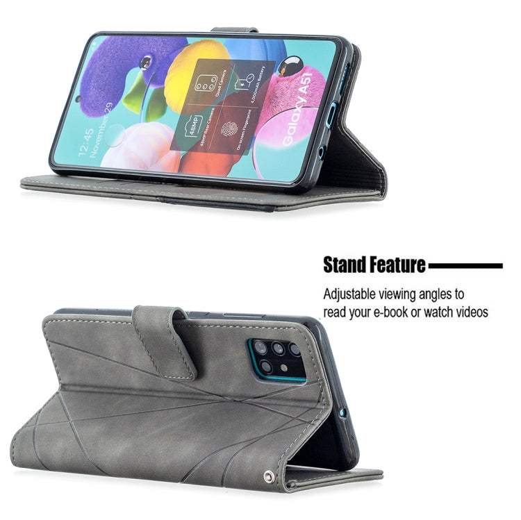 For Samsung Galaxy A51 Rhombus Texture Magnetic Buckle Horizontal Flip Leather Case with Holder & Card Slots & Wallet & Photo Frame