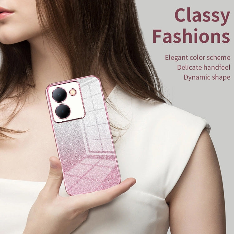For vivo X100 Ultra Gradient Glitter Powder Electroplated Phone Case