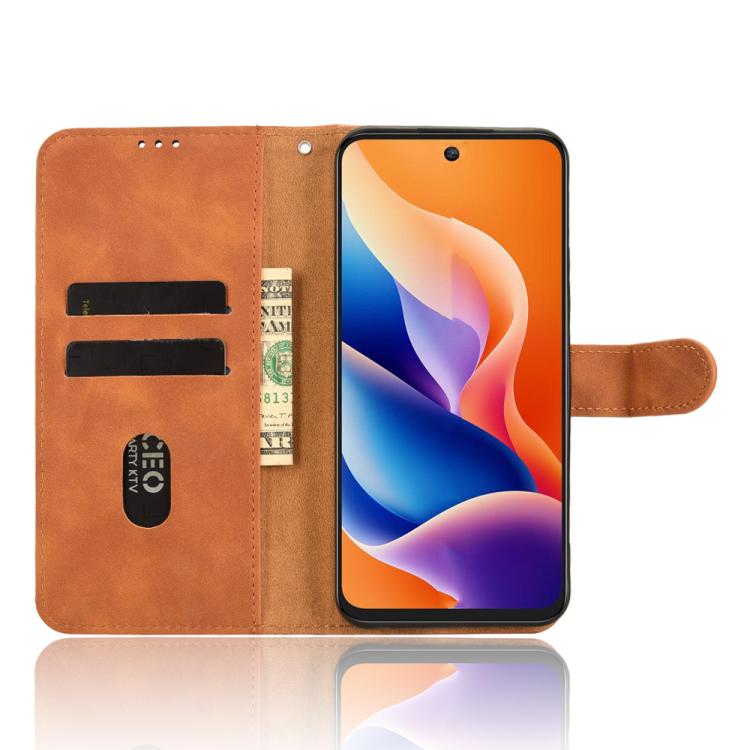 For TCL 605 Skin Feel Magnetic Flip Leather Phone Case