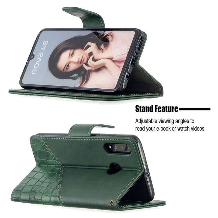 For Huawei P30 Lite Matching Color Crocodile Texture Horizontal Flip PU Leather Case with Holder & Card Slots & Wallet