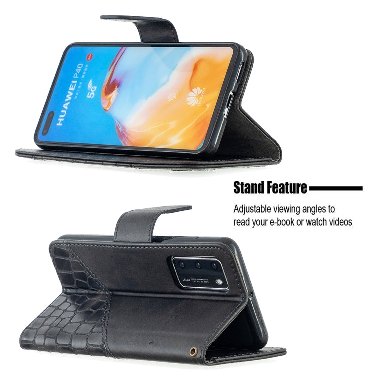 For Huawei P40 Matching Color Crocodile Texture Horizontal Flip PU Leather Case with Holder & Card Slots & Wallet