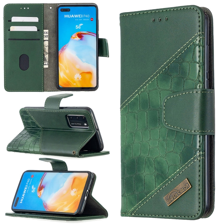 For Huawei P40 Matching Color Crocodile Texture Horizontal Flip PU Leather Case with Holder & Card Slots & Wallet