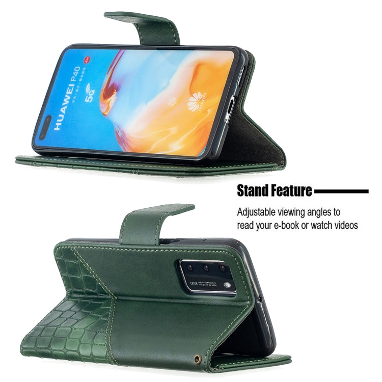 For Huawei P40 Matching Color Crocodile Texture Horizontal Flip PU Leather Case with Holder & Card Slots & Wallet
