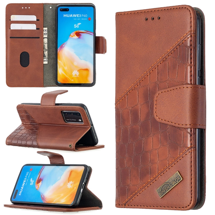 For Huawei P40 Matching Color Crocodile Texture Horizontal Flip PU Leather Case with Holder & Card Slots & Wallet