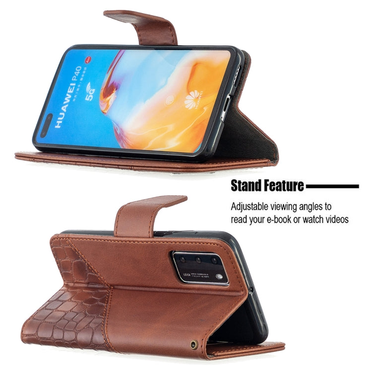 For Huawei P40 Matching Color Crocodile Texture Horizontal Flip PU Leather Case with Holder & Card Slots & Wallet