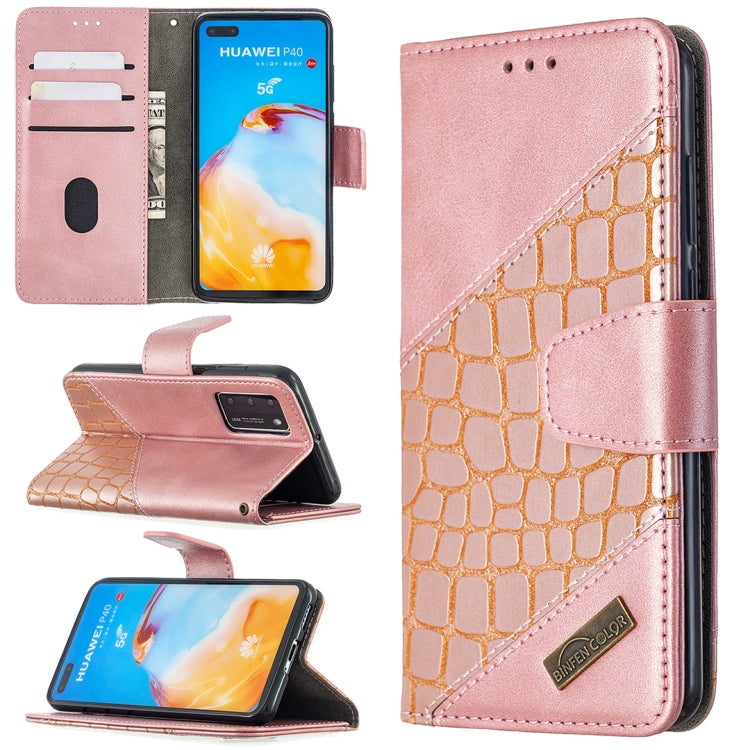 For Huawei P40 Matching Color Crocodile Texture Horizontal Flip PU Leather Case with Holder & Card Slots & Wallet