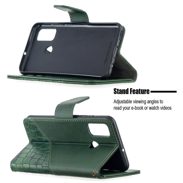 For Huawei P smart 2020 Matching Color Crocodile Texture Horizontal Flip PU Leather Case with Holder & Card Slots & Wallet