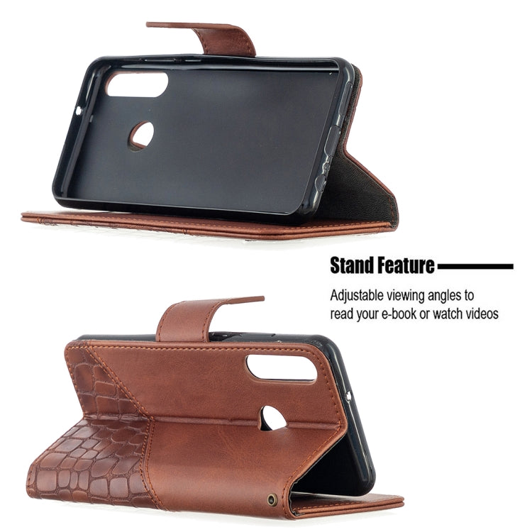 For Huawei Y6p Matching Color Crocodile Texture Horizontal Flip PU Leather Case with Holder & Card Slots & Wallet