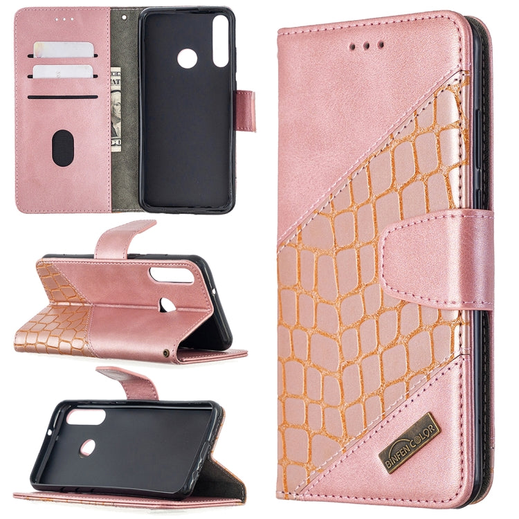 For Huawei Y6p Matching Color Crocodile Texture Horizontal Flip PU Leather Case with Holder & Card Slots & Wallet