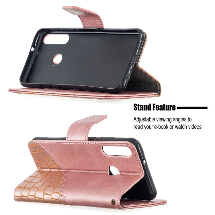 For Huawei Y6p Matching Color Crocodile Texture Horizontal Flip PU Leather Case with Holder & Card Slots & Wallet
