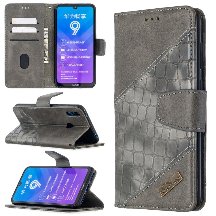For Huawei Y7 (2019) Matching Color Crocodile Texture Horizontal Flip PU Leather Case with Holder & Card Slots & Wallet