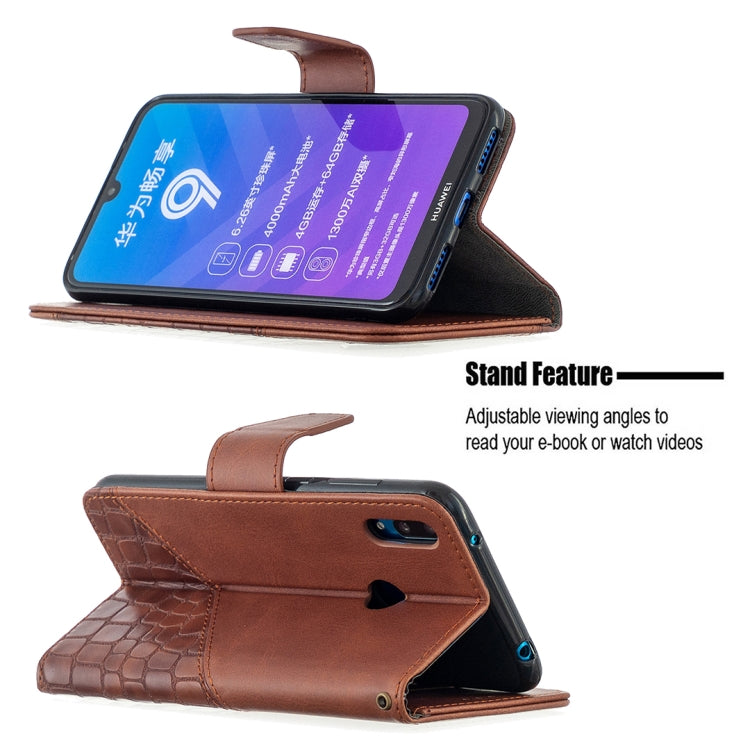 For Huawei Y7 (2019) Matching Color Crocodile Texture Horizontal Flip PU Leather Case with Holder & Card Slots & Wallet
