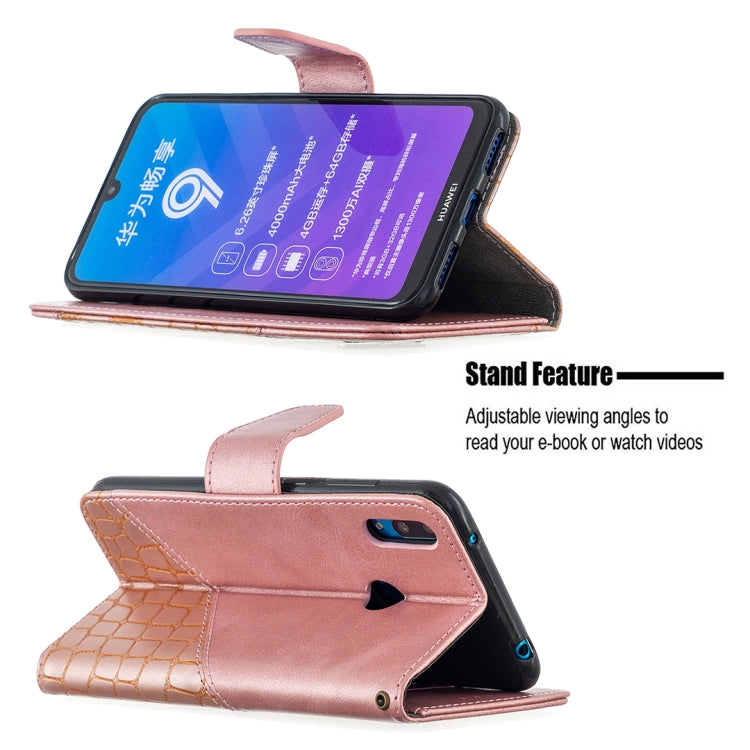 For Huawei Y7 (2019) Matching Color Crocodile Texture Horizontal Flip PU Leather Case with Holder & Card Slots & Wallet