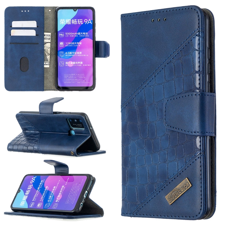 For Huawei Honor 9A Matching Color Crocodile Texture Horizontal Flip PU Leather Case with Holder & Card Slots & Wallet