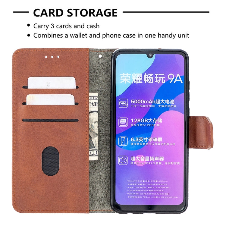 For Huawei Honor 9A Matching Color Crocodile Texture Horizontal Flip PU Leather Case with Holder & Card Slots & Wallet