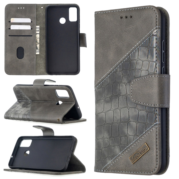 For Huawei Honor 9X Lite Matching Color Crocodile Texture Horizontal Flip PU Leather Case with Holder & Card Slots & Wallet