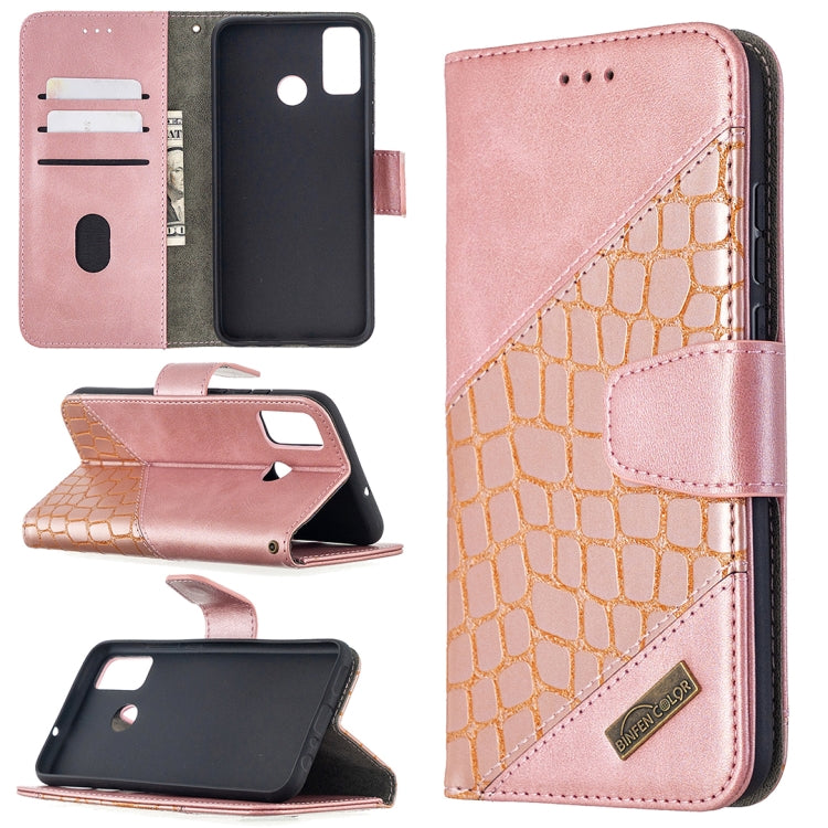 For Huawei Honor 9X Lite Matching Color Crocodile Texture Horizontal Flip PU Leather Case with Holder & Card Slots & Wallet