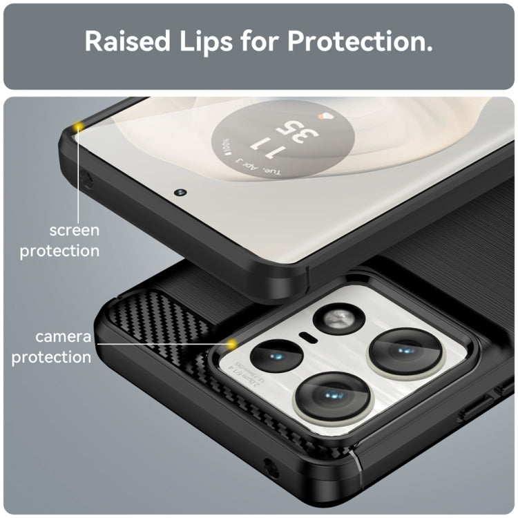 For Motorola Edge 50 Pro Carbon Fiber Brushed Texture TPU Phone Case