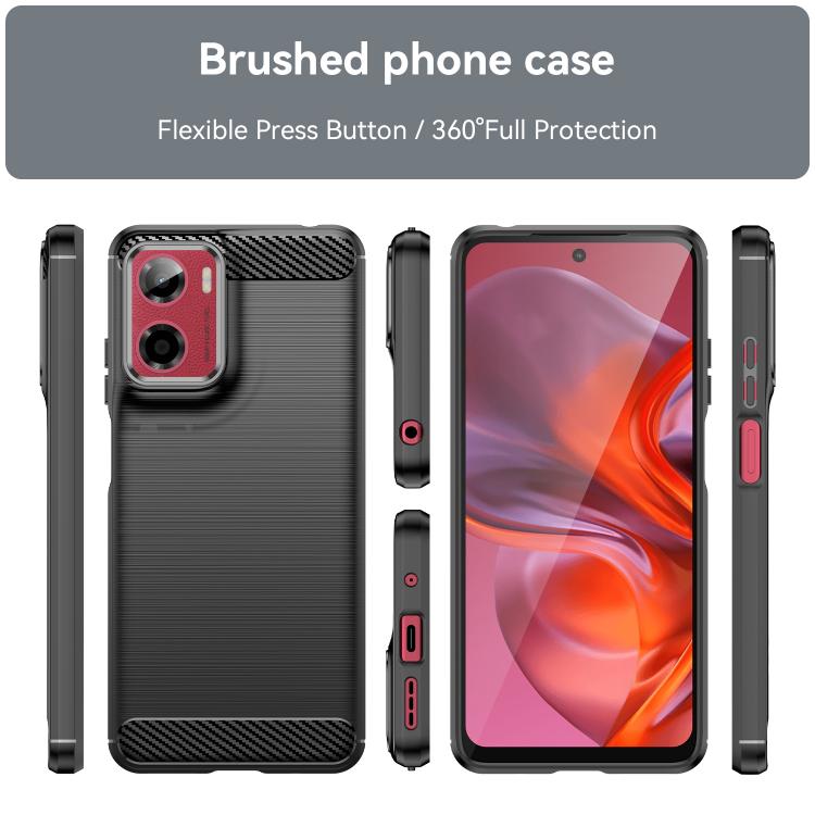 For Motorola Moto E15 Carbon Fiber Brushed Texture TPU Phone Case