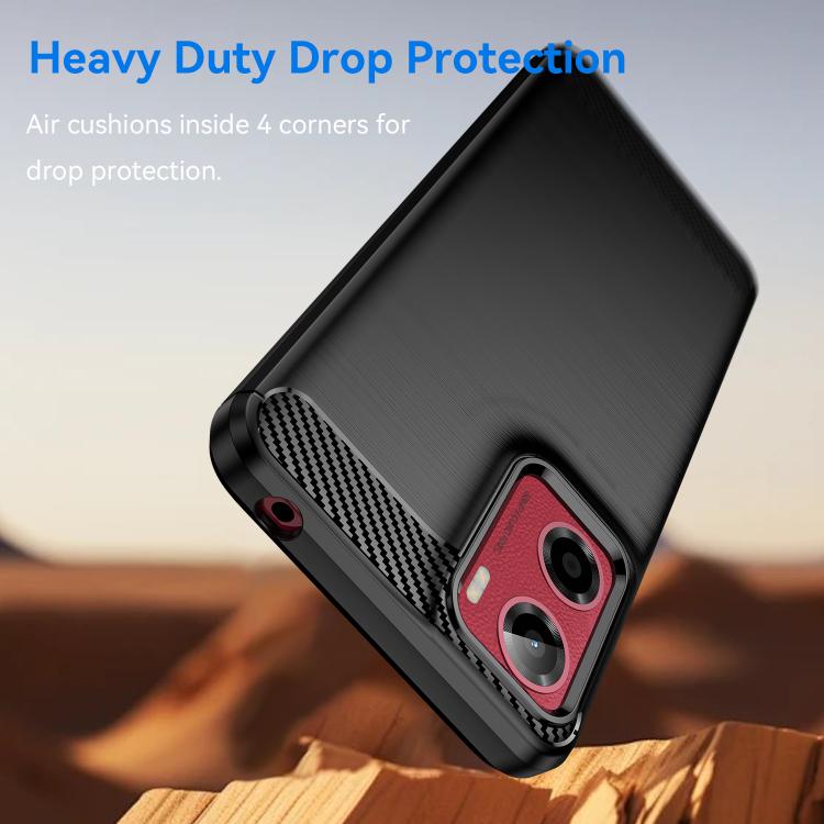 For Motorola Moto E15 Carbon Fiber Brushed Texture TPU Phone Case