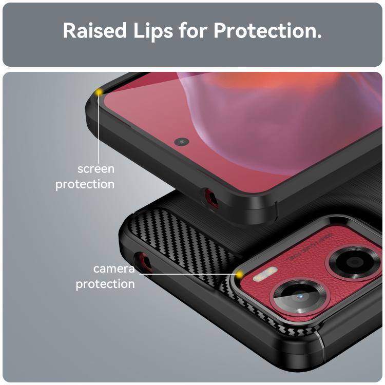 For Motorola Moto E15 Carbon Fiber Brushed Texture TPU Phone Case