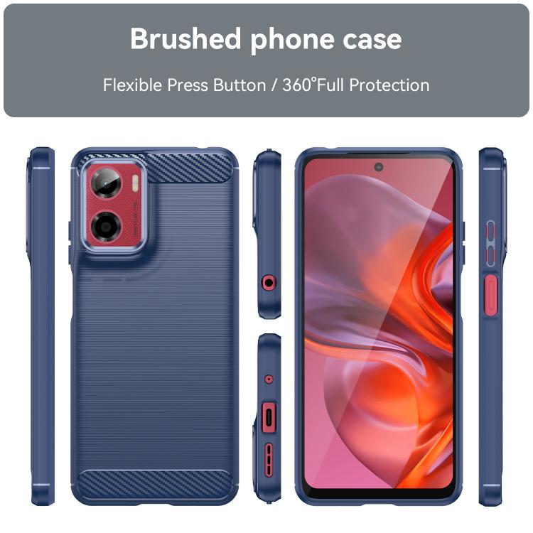 For Motorola Moto E15 Carbon Fiber Brushed Texture TPU Phone Case