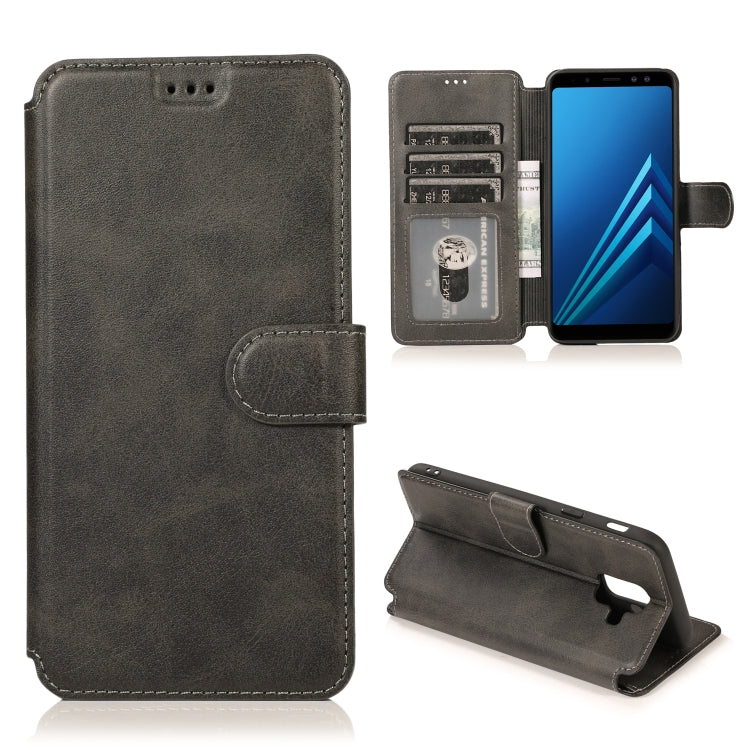 For Samsung Galaxy A6(2018) Calf Texture Magnetic Buckle Horizontal Flip Leather Case with Holder & Card Slots & Wallet & Photo Frame