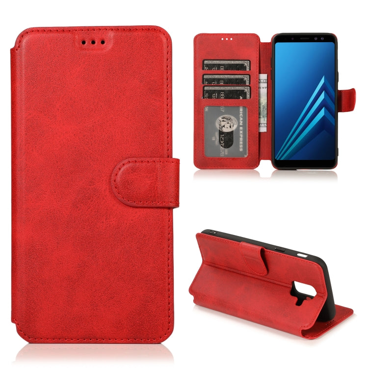 For Samsung Galaxy A6(2018) Calf Texture Magnetic Buckle Horizontal Flip Leather Case with Holder & Card Slots & Wallet & Photo Frame