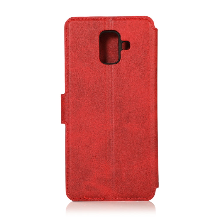 For Samsung Galaxy A6(2018) Calf Texture Magnetic Buckle Horizontal Flip Leather Case with Holder & Card Slots & Wallet & Photo Frame