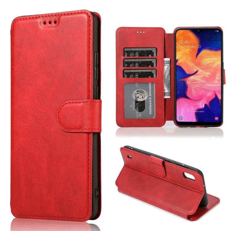 For Samsung Galaxy A10 Calf Texture Magnetic Buckle Horizontal Flip Leather Case with Holder & Card Slots & Wallet & Photo Frame