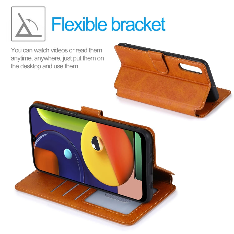 For Samsung Galaxy A50s Calf Texture Magnetic Buckle Horizontal Flip Leather Case with Holder & Card Slots & Wallet & Photo Frame
