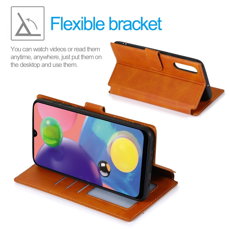 For Samsung Galaxy A70s Calf Texture Magnetic Buckle Horizontal Flip Leather Case with Holder & Card Slots & Wallet & Photo Frame