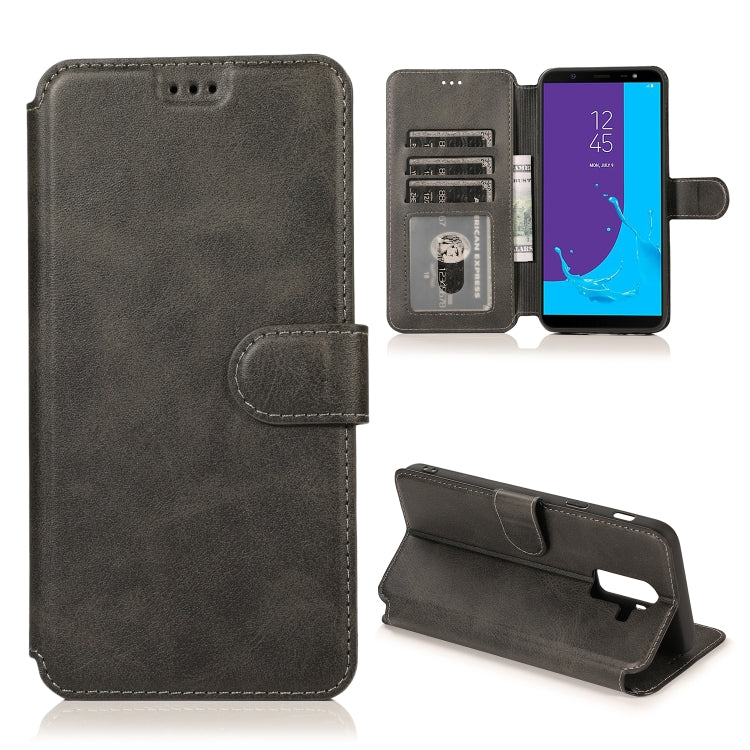 For Samsung Galaxy J8(2018) Calf Texture Magnetic Buckle Horizontal Flip Leather Case with Holder & Card Slots & Wallet & Photo Frame