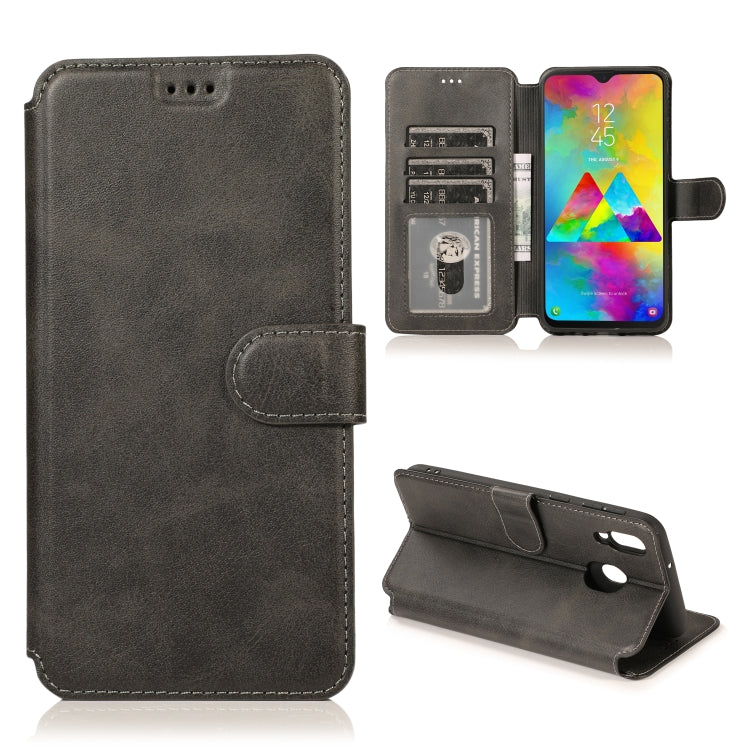 For Samsung Galaxy M20 Calf Texture Magnetic Buckle Horizontal Flip Leather Case with Holder & Card Slots & Wallet & Photo Frame