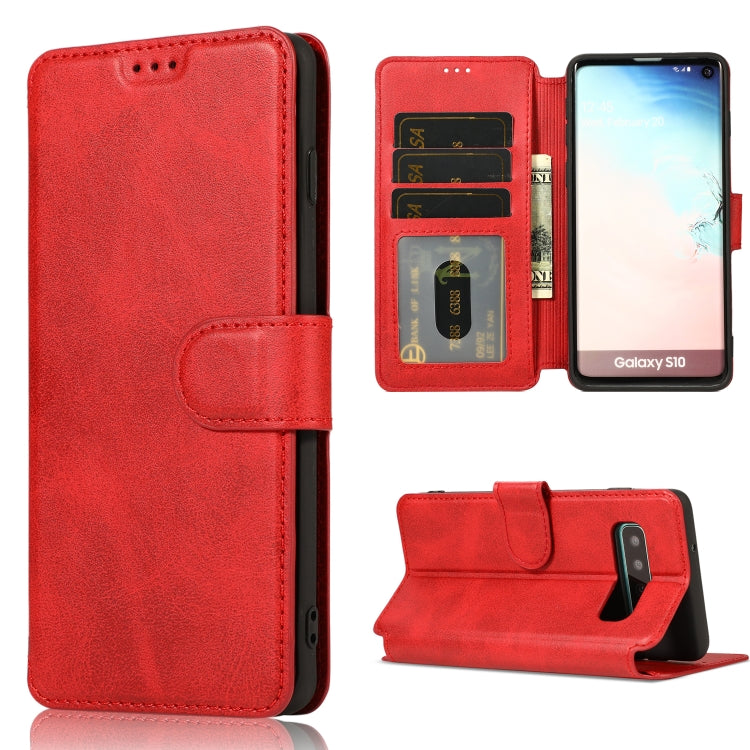 For Samsung Galaxy S10 Calf Texture Magnetic Buckle Horizontal Flip Leather Case with Holder & Card Slots & Wallet & Photo Frame