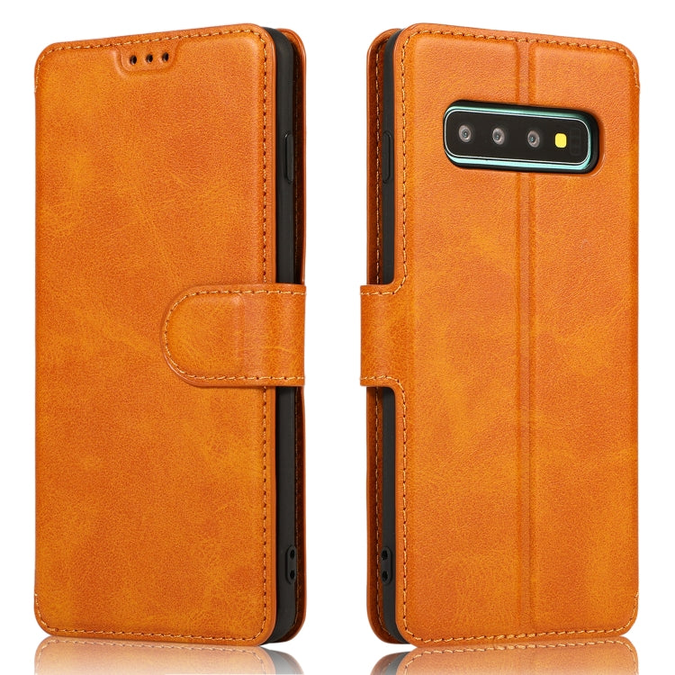 For Samsung Galaxy S10 Calf Texture Magnetic Buckle Horizontal Flip Leather Case with Holder & Card Slots & Wallet & Photo Frame