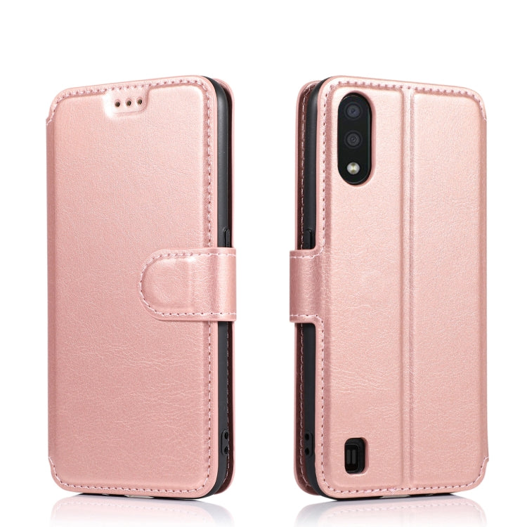 For Samsung Galaxy A01 Calf Texture Magnetic Buckle Horizontal Flip Leather Case with Holder & Card Slots & Wallet & Photo Frame