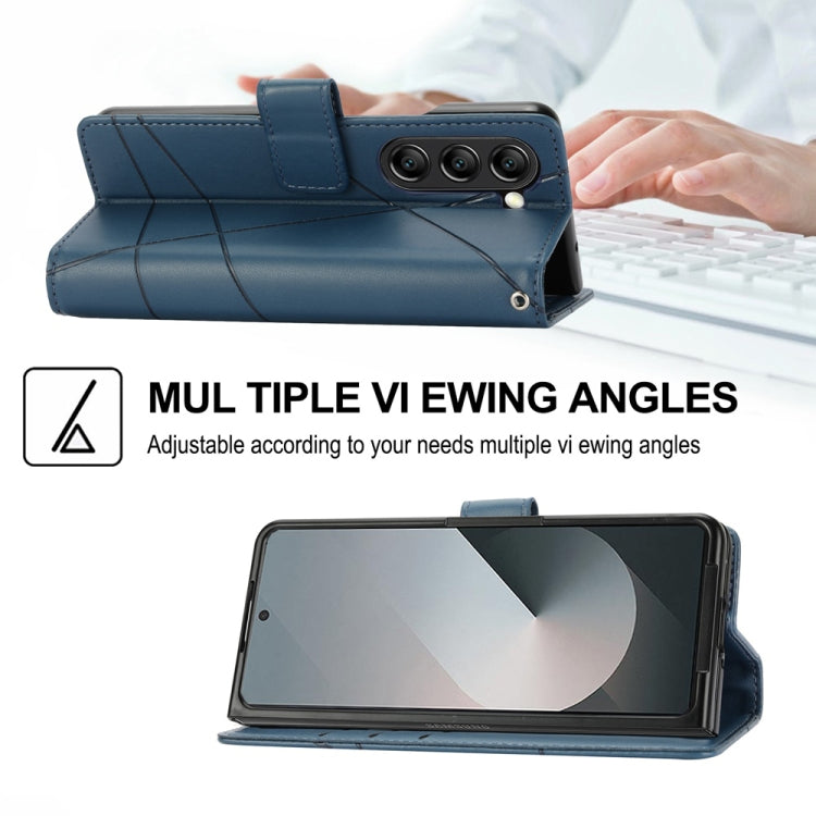 For Samsung Galaxy Z Fold6 PU Genuine Leather Texture Embossed Line Phone Case