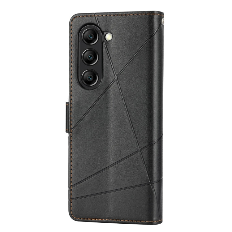For Samsung Galaxy Z Fold6 PU Genuine Leather Texture Embossed Line Phone Case