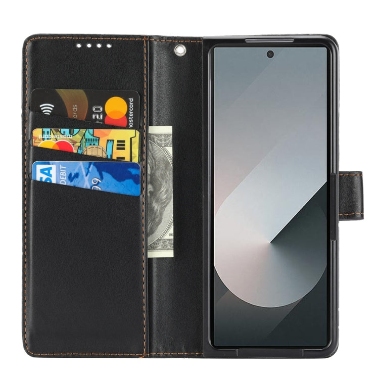 For Samsung Galaxy Z Fold6 PU Genuine Leather Texture Embossed Line Phone Case