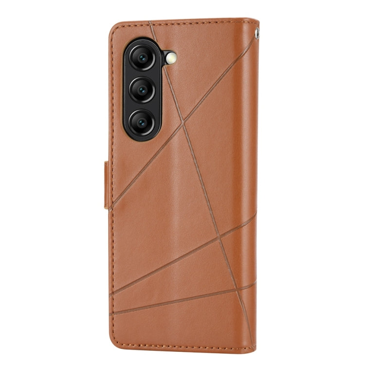 For Samsung Galaxy Z Fold6 PU Genuine Leather Texture Embossed Line Phone Case