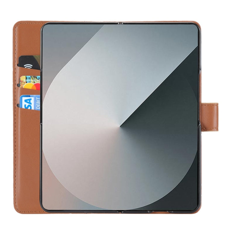 For Samsung Galaxy Z Fold6 PU Genuine Leather Texture Embossed Line Phone Case