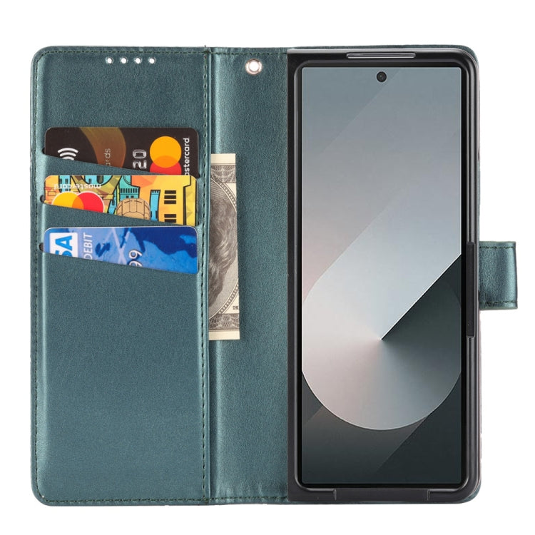 For Samsung Galaxy Z Fold6 PU Genuine Leather Texture Embossed Line Phone Case